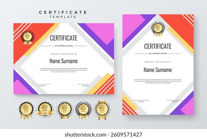 Modern Certificate Template with Geometric and Awards