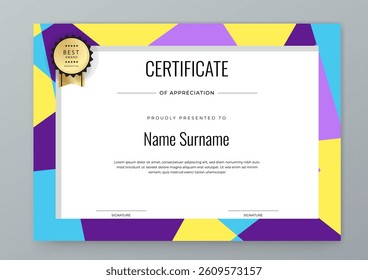 Modern Certificate Template with Geometric and Awards