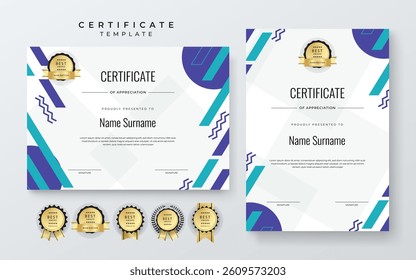 Modern Certificate Template with Geometric and Awards