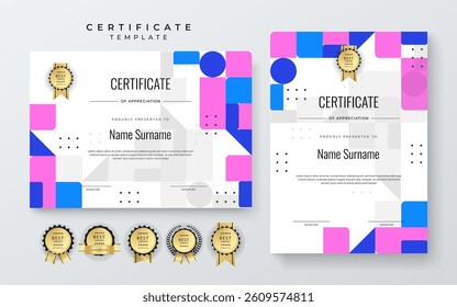 Modern Certificate Template with Geometric and Awards