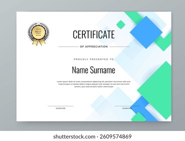 Modern Certificate Template with Geometric and Awards