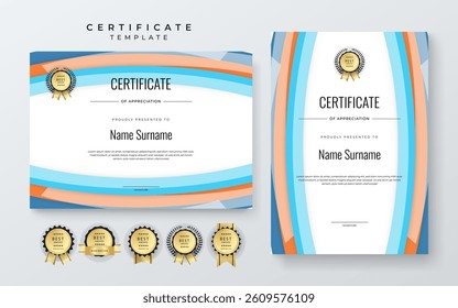 Modern Certificate Template with Geometric and Awards