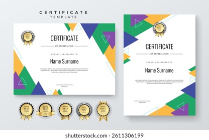 Modern Certificate Template with Geometric and Awards