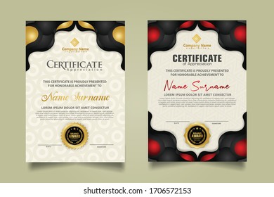 Modern certificate template with geometric overlap layer liquid shape, Fluid design, Isolated gradient waves on ornament. two set certificate. Vector background Illustration