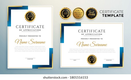 modern certificate template in geometric style design