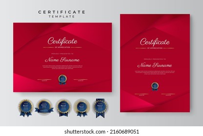 Modern certificate template with golden badges. Vector illustration certificate design for multipurpose business presentation award, diploma certificate and much more