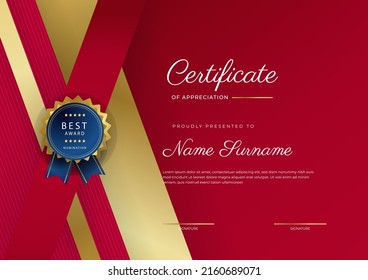Modern certificate template with golden badges. Vector illustration certificate design for multipurpose business presentation award, diploma certificate and much more