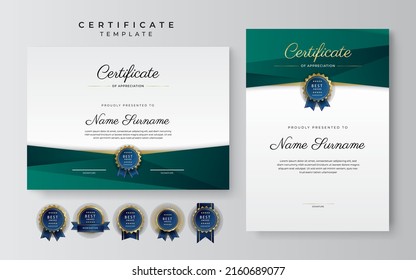 Modern certificate template with golden badges. Vector illustration certificate design for multipurpose business presentation award, diploma certificate and much more