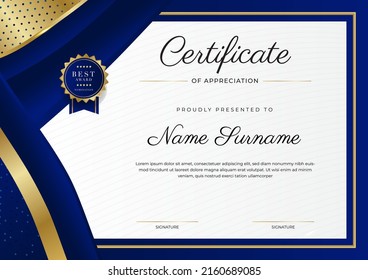 Modern certificate template with golden badges. Vector illustration certificate design for multipurpose business presentation award, diploma certificate and much more