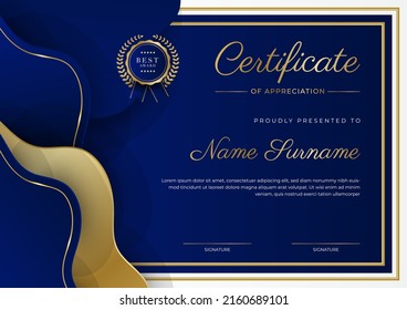Modern certificate template with golden badges. Vector illustration certificate design for multipurpose business presentation award, diploma certificate and much more