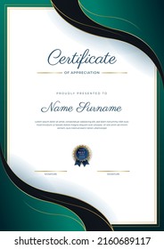 Modern certificate template with golden badges. Vector illustration certificate design for multipurpose business presentation award, diploma certificate and much more