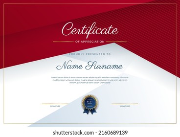 Modern certificate template with golden badges. Vector illustration certificate design for multipurpose business presentation award, diploma certificate and much more