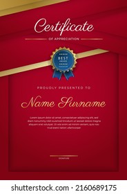 Modern certificate template with golden badges. Vector illustration certificate design for multipurpose business presentation award, diploma certificate and much more