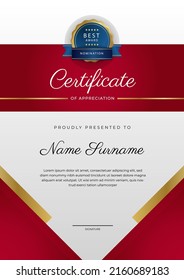 Modern certificate template with golden badges. Vector illustration certificate design for multipurpose business presentation award, diploma certificate and much more
