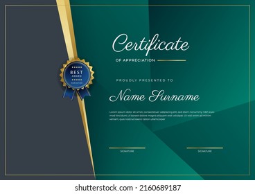 Modern certificate template with golden badges. Vector illustration certificate design for multipurpose business presentation award, diploma certificate and much more