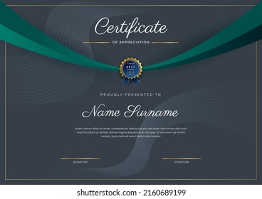 Modern certificate template with golden badges. Vector illustration certificate design for multipurpose business presentation award, diploma certificate and much more