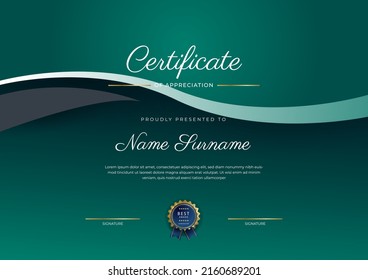 Modern certificate template with golden badges. Vector illustration certificate design for multipurpose business presentation award, diploma certificate and much more