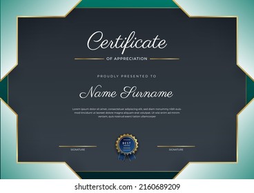 Modern certificate template with golden badges. Vector illustration certificate design for multipurpose business presentation award, diploma certificate and much more