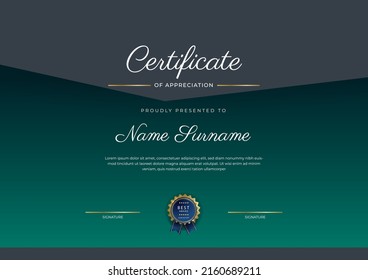 Modern certificate template with golden badges. Vector illustration certificate design for multipurpose business presentation award, diploma certificate and much more