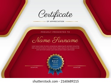Modern certificate template with golden badges. Vector illustration certificate design for multipurpose business presentation award, diploma certificate and much more