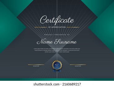 Modern certificate template with golden badges. Vector illustration certificate design for multipurpose business presentation award, diploma certificate and much more
