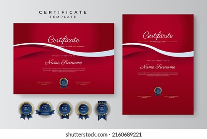 Modern certificate template with golden badges. Vector illustration certificate design for multipurpose business presentation award, diploma certificate and much more