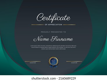Modern certificate template with golden badges. Vector illustration certificate design for multipurpose business presentation award, diploma certificate and much more