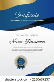 Modern certificate template with golden badges. Vector illustration certificate design for multipurpose business presentation award, diploma certificate and much more