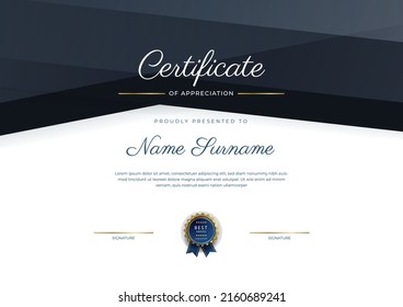 Modern certificate template with golden badges. Vector illustration certificate design for multipurpose business presentation award, diploma certificate and much more