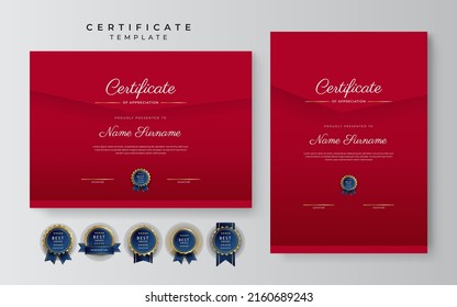 Modern certificate template with golden badges. Vector illustration certificate design for multipurpose business presentation award, diploma certificate and much more
