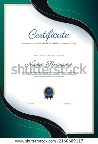 Modern certificate template with golden badges. Vector illustration certificate design for multipurpose business presentation award, diploma certificate and much more
