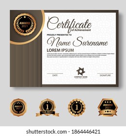 Modern certificate template in gradation and gold colors, luxury and modern style and award style vector image. Suitable for appreciation. Premium vector.