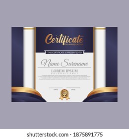 Modern certificate template in gradation and gold colors, luxury and modern style and award style vector image. Suitable for appreciation. Premium vector.