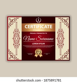 Modern certificate template in gradation and gold colors, luxury and modern style and award style vector image. Suitable for appreciation. Premium vector.