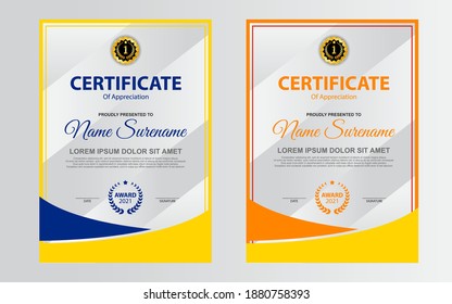 Modern certificate template in gradation and gold colors, luxury and modern style and award style vector image. Suitable for appreciation. Premium vector.