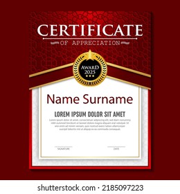 Modern certificate template in gradation and gold colors, luxury and modern style and award style vector image. Suitable for appreciation. Premium vector.