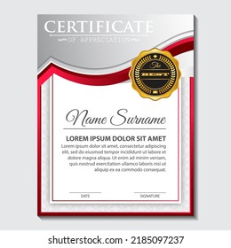 Modern certificate template in gradation and gold colors, luxury and modern style and award style vector image. Suitable for appreciation. Premium vector.