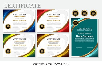 Modern certificate template in gradation and gold colors, luxury and modern style and award style vector image. Suitable for appreciation. Premium vector.