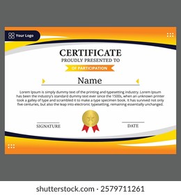modern certificate template with gradient colors for participation