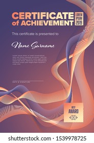 Modern certificate template layout with abstract curves