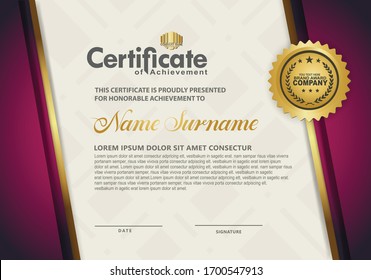 Modern certificate template with  lines style effect on texture pattern background,