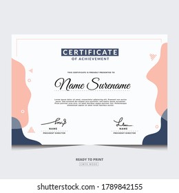 Modern certificate template memphis style. Use for print, certificate, diploma, graduation