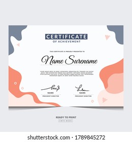 Modern certificate template memphis style. Use for print, certificate, diploma, graduation