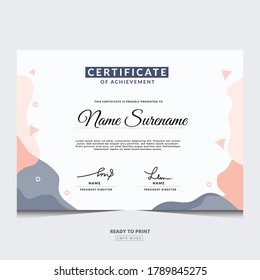 Modern certificate template memphis style. Use for print, certificate, diploma, graduation