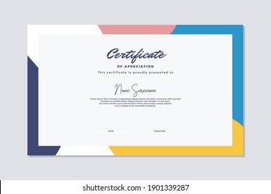 Modern certificate template memphis style. Use for print, certificate, diploma, graduation