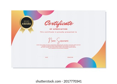 Modern certificate template memphis style. Use for print, certificate, diploma, graduation