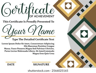 Modern certificate template on brown background