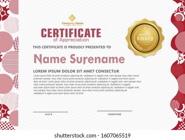 modern certificate template with trendy and dynamic geometric shapes on ornament and style pattern background.