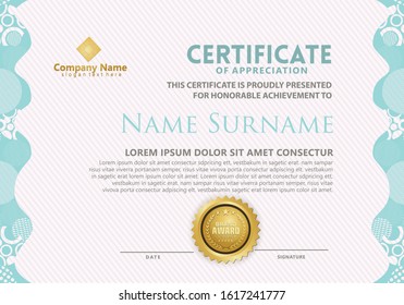 modern certificate template with trendy and dynamic geometric shapes on ornament and style pattern background.