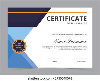 Modern Certificate Template Vector Design